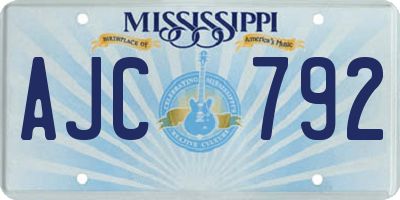 MS license plate AJC792