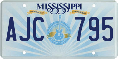 MS license plate AJC795