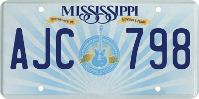 MS license plate AJC798