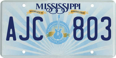 MS license plate AJC803