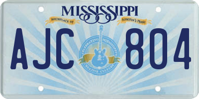 MS license plate AJC804