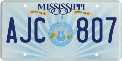 MS license plate AJC807