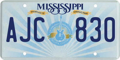 MS license plate AJC830