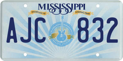 MS license plate AJC832