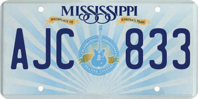 MS license plate AJC833