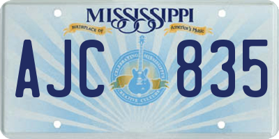 MS license plate AJC835