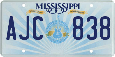 MS license plate AJC838