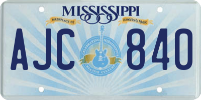 MS license plate AJC840