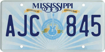 MS license plate AJC845
