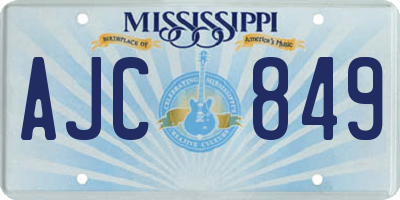 MS license plate AJC849