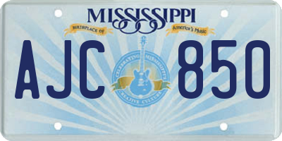 MS license plate AJC850
