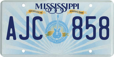 MS license plate AJC858