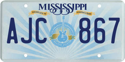 MS license plate AJC867