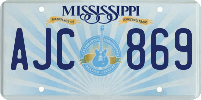 MS license plate AJC869