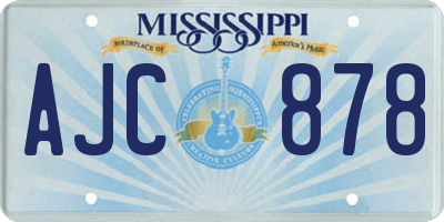 MS license plate AJC878