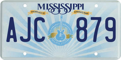 MS license plate AJC879