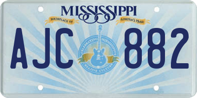MS license plate AJC882