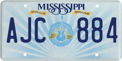 MS license plate AJC884
