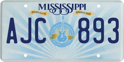 MS license plate AJC893