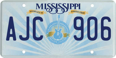 MS license plate AJC906