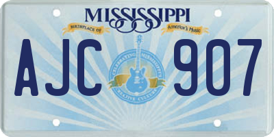 MS license plate AJC907