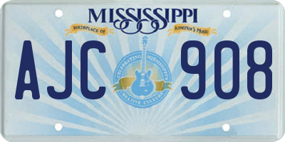 MS license plate AJC908