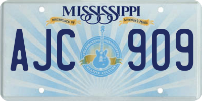 MS license plate AJC909
