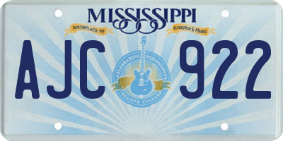 MS license plate AJC922