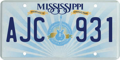 MS license plate AJC931