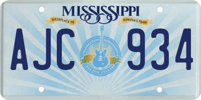 MS license plate AJC934