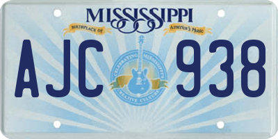 MS license plate AJC938