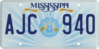 MS license plate AJC940