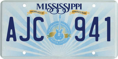 MS license plate AJC941