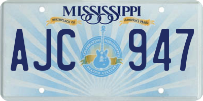 MS license plate AJC947