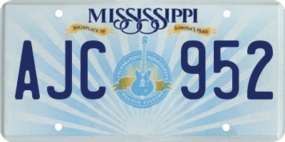 MS license plate AJC952