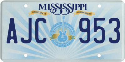 MS license plate AJC953