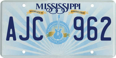 MS license plate AJC962