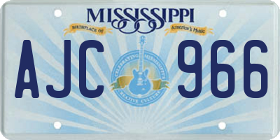 MS license plate AJC966