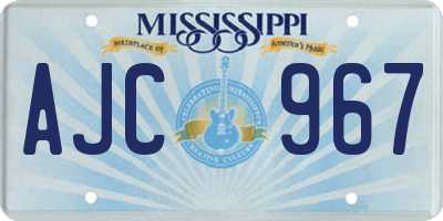 MS license plate AJC967