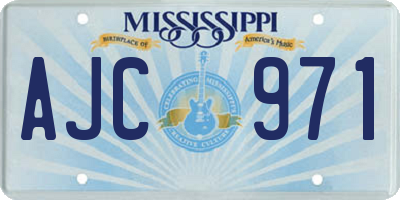 MS license plate AJC971