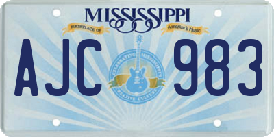 MS license plate AJC983