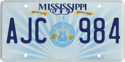 MS license plate AJC984