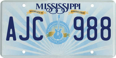 MS license plate AJC988
