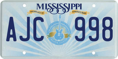 MS license plate AJC998