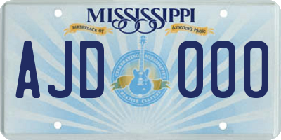 MS license plate AJD000