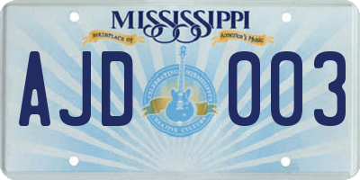 MS license plate AJD003