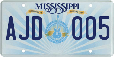 MS license plate AJD005