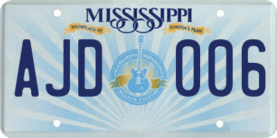 MS license plate AJD006