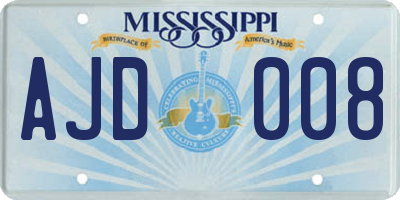 MS license plate AJD008