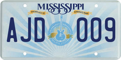 MS license plate AJD009